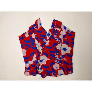 Women's Hutch Strapless Red & Blue Floral Cotton Crop Top Size 4